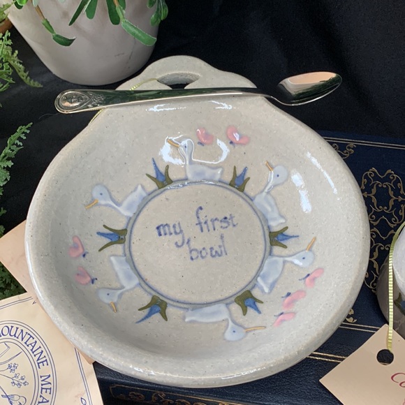 VTG 1990 Mountaine Meadow Potterie “Puddle Ducks” first plate, cup & spoon set - Picture 3 of 14